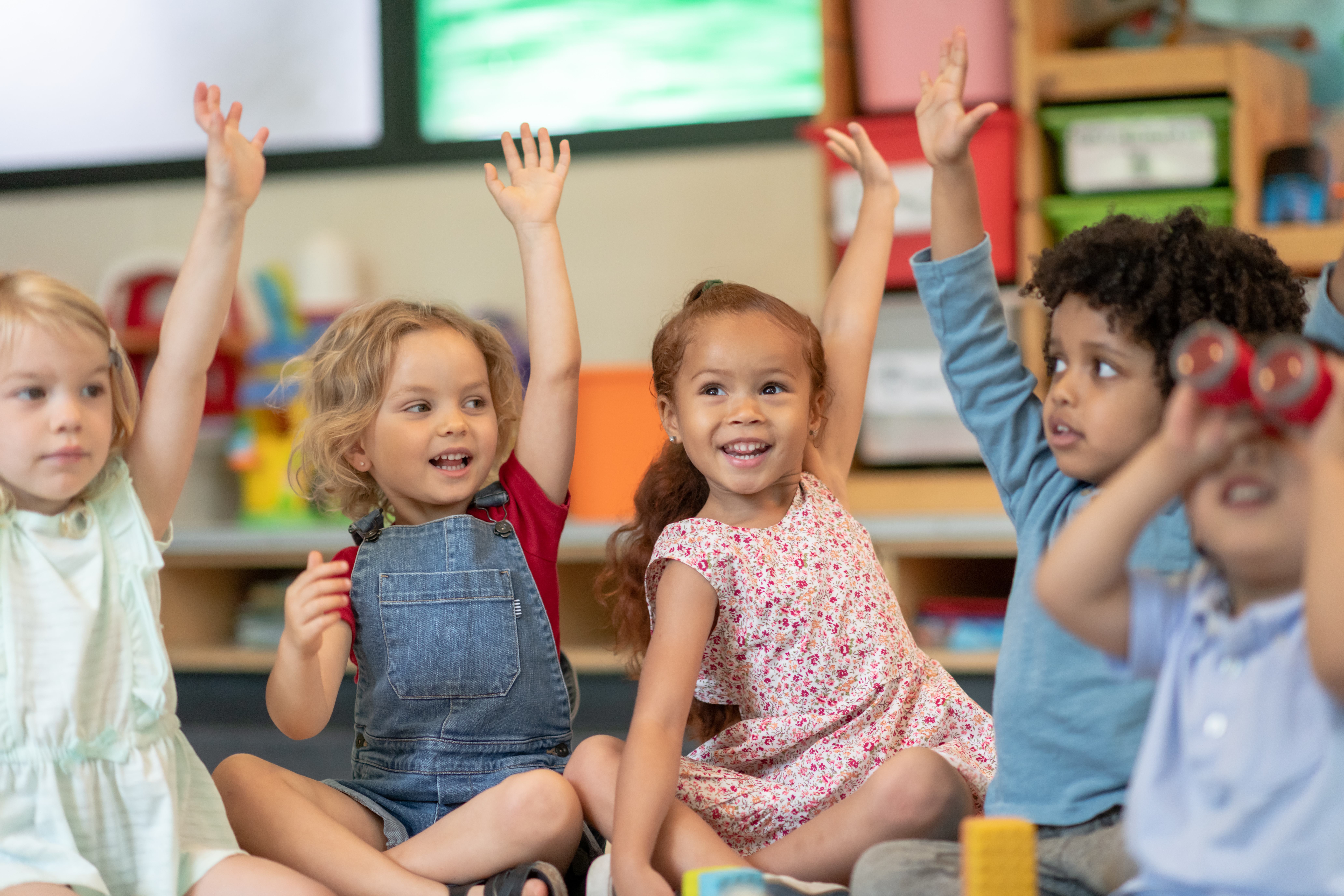 Children learning in Montessori group